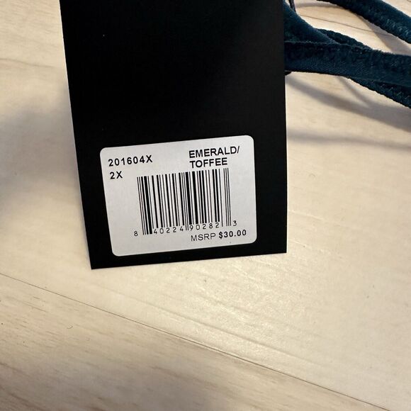 Thistle And Spire Brooklyn Haze Thong Sheer Floral Emerald Biscotti Green 2X NWT - Picture 6 of 7